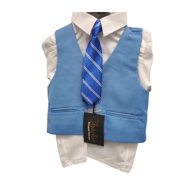 Blue Waistcoat and Shirt Set for Boys