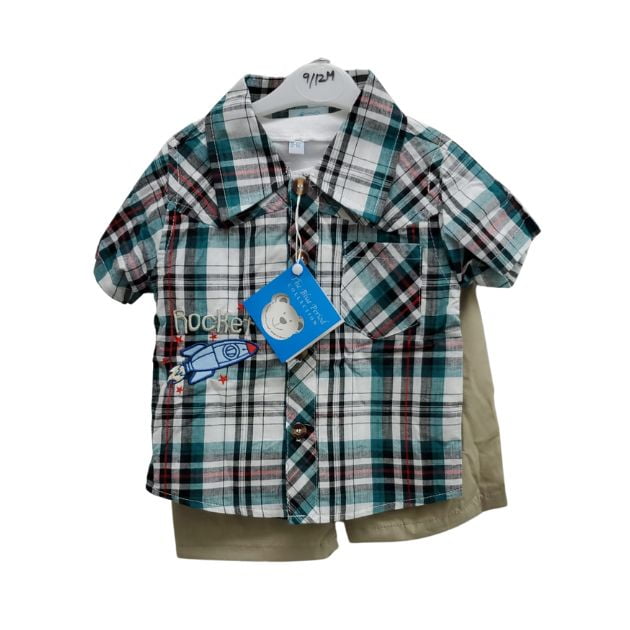 Plaid Shirt and Shorts Set for Boys