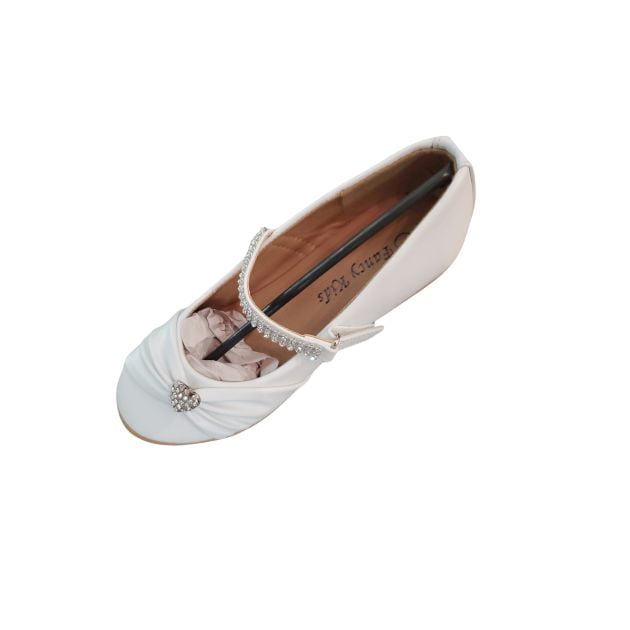 White Rhinestone Mary Jane Flats for Girls