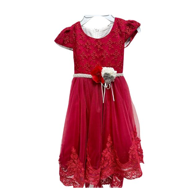 Red Embroidered Dress for Girls