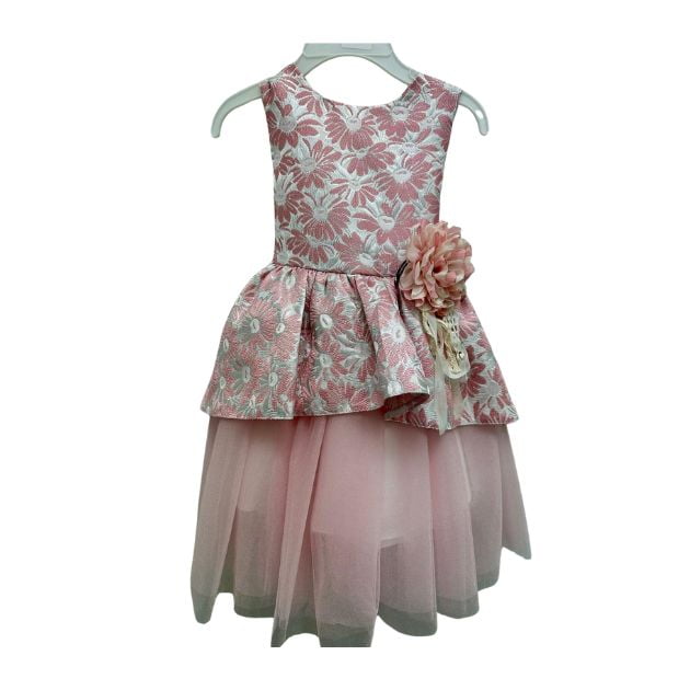 Pink Floral Brocade Tutu Dress