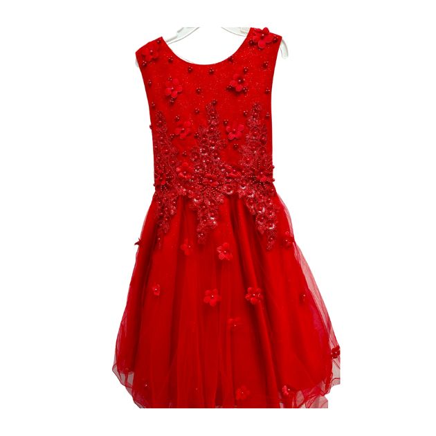 Red Beaded Floral Dress